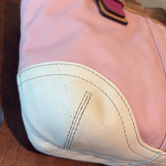 Coach  Hampton mini bag satchel  pink canvas/ white /raspberry/light tan leather - Picture 7 of 15